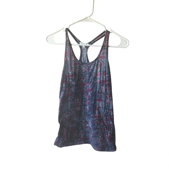 Delia's Floral Sleeveless Tank Shirt Size XS Navy Pink Racerback - Picture 3 of 6